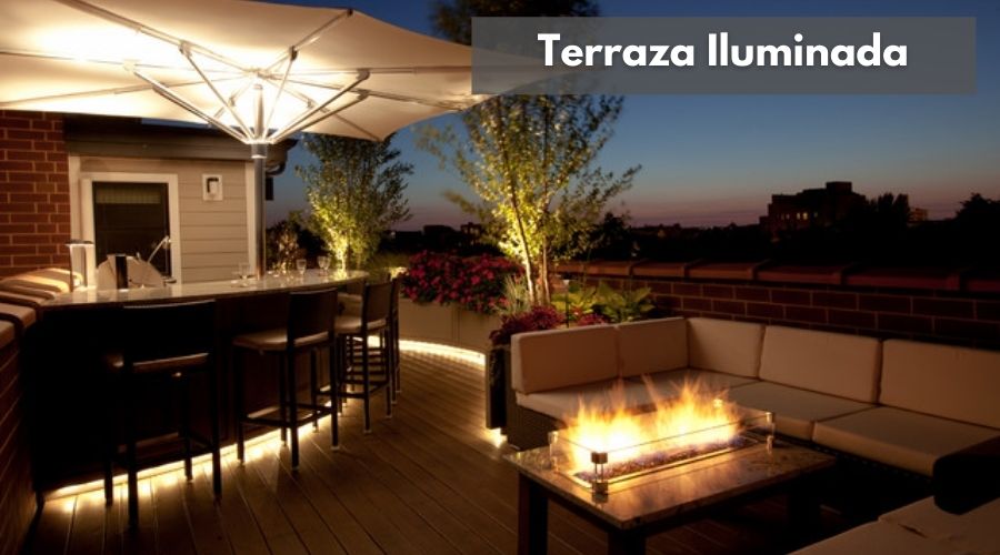 iluminacion de terraza con luces led