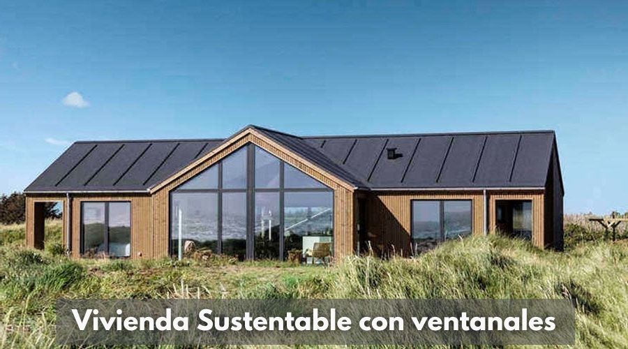 hogar sustentable construida con grandes ventanas