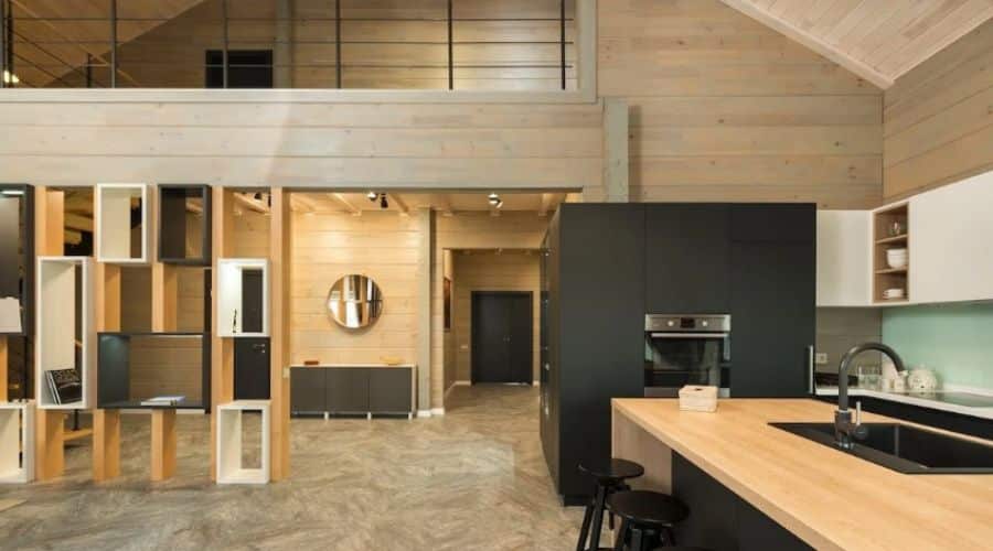 32 diseño de ambiente interior con decoracion de planchas de madera